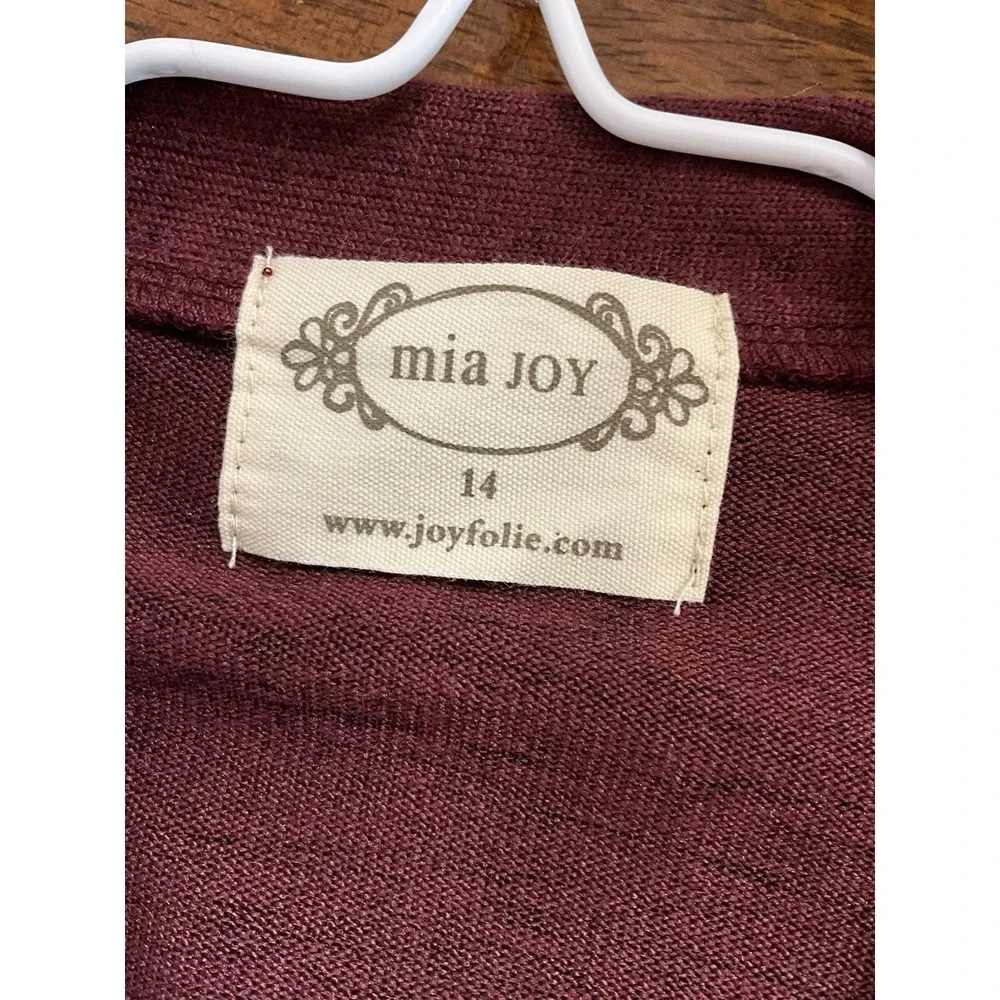 Joyfolie Mia‎ Joy Maroon Cardigan and Pants Set Luxury Lightweight Girls Size 14